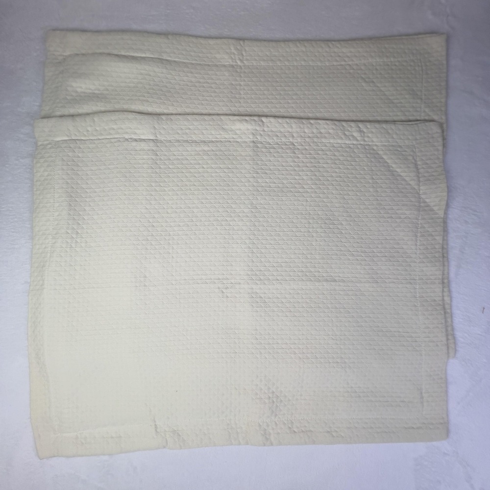 Superior Pillow Shams Standard Set Of 2 Beige Waffle 100% Cotton Cover Bedding